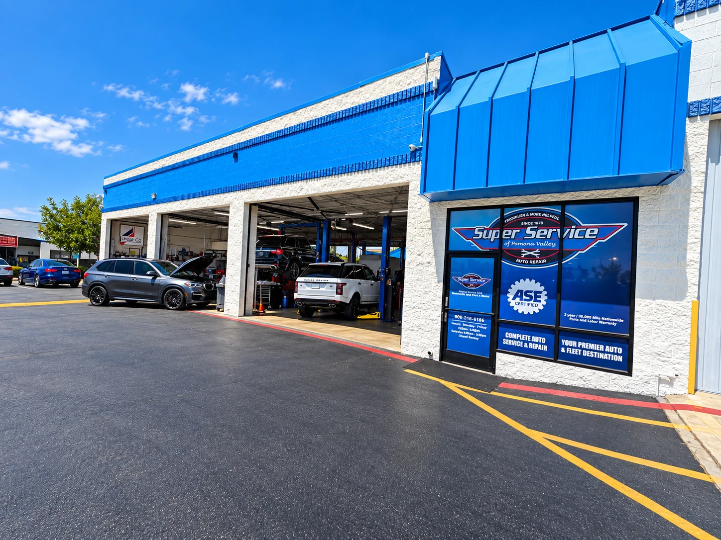Open service bays and entrance at Super Service of Pomona Valley